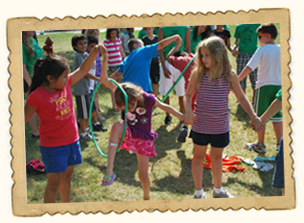 Campers having fun outside