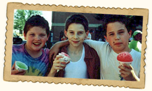 Boys enjoying snowcones during theater camp